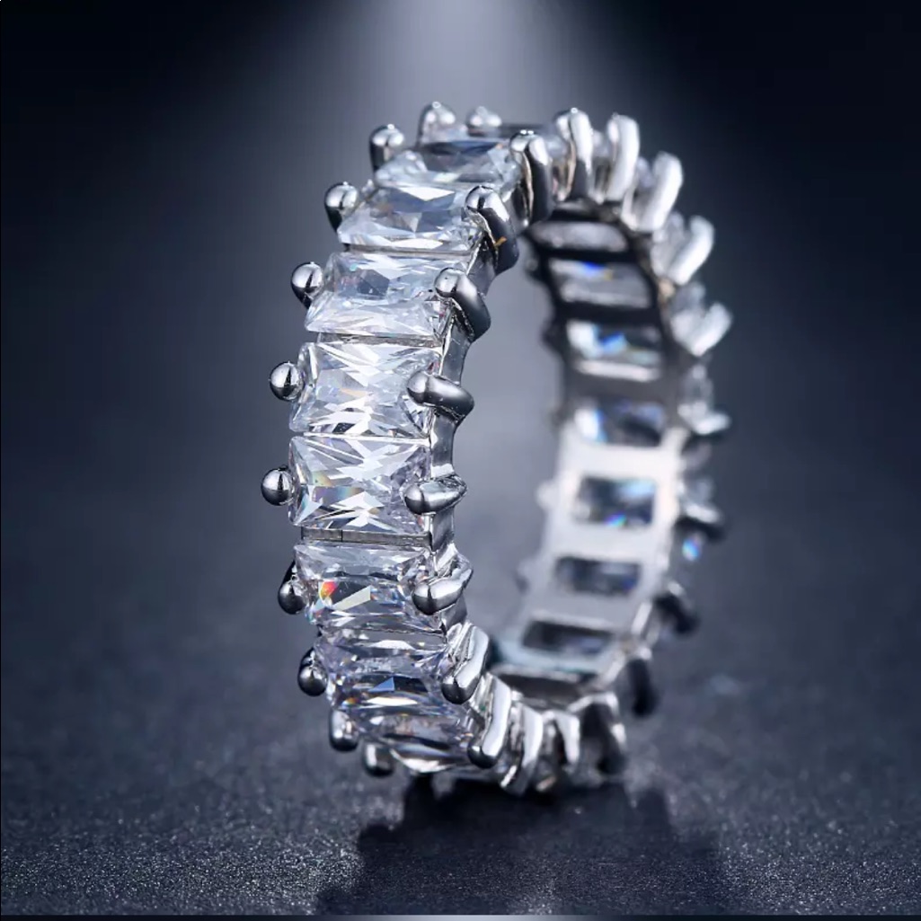 New Chunky Baguette Stackable Cz Diamond Ring Band